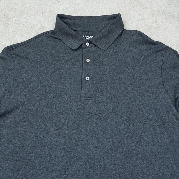 Lands End Long Sleeve Polo Shirt Men's 2XLT 50-52 Gray Traditiona Fit - Picture 2 of 8